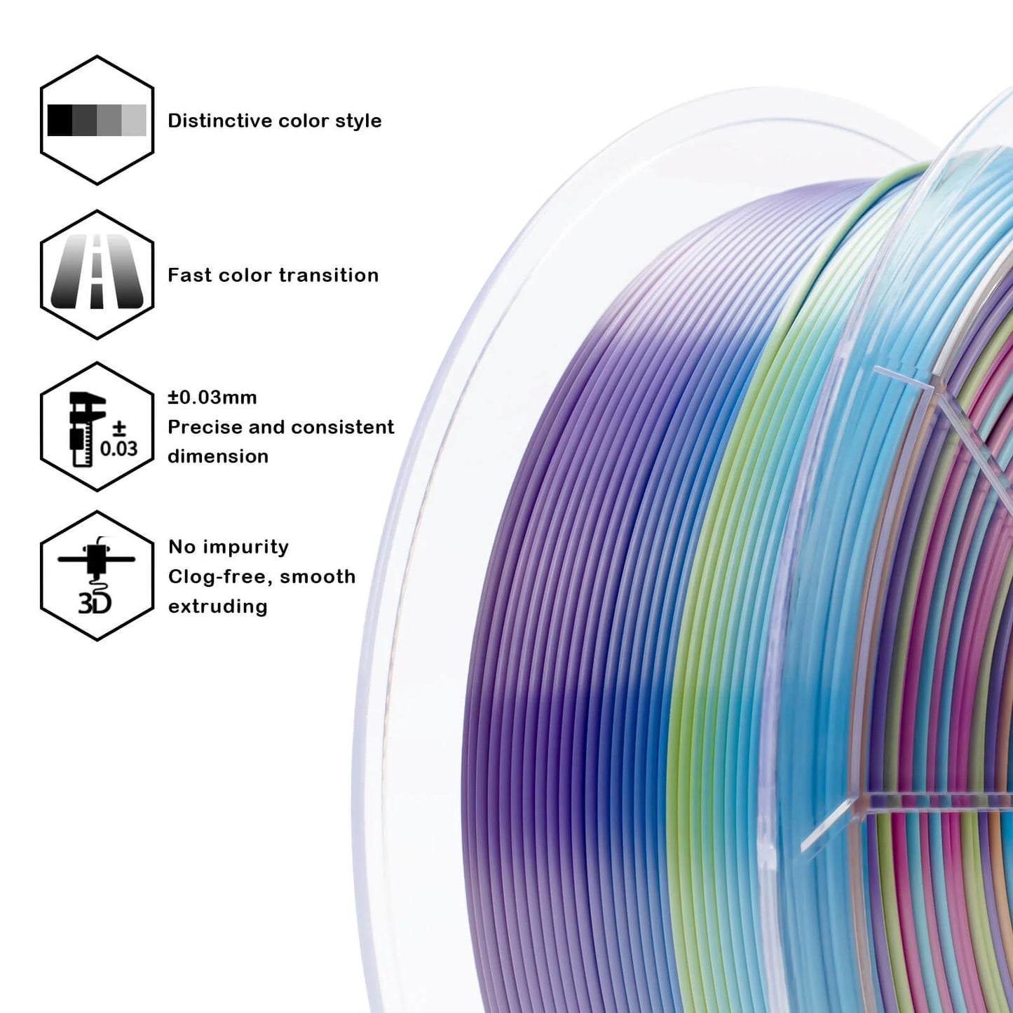 Iridescent Prism Gradient Silk Filament