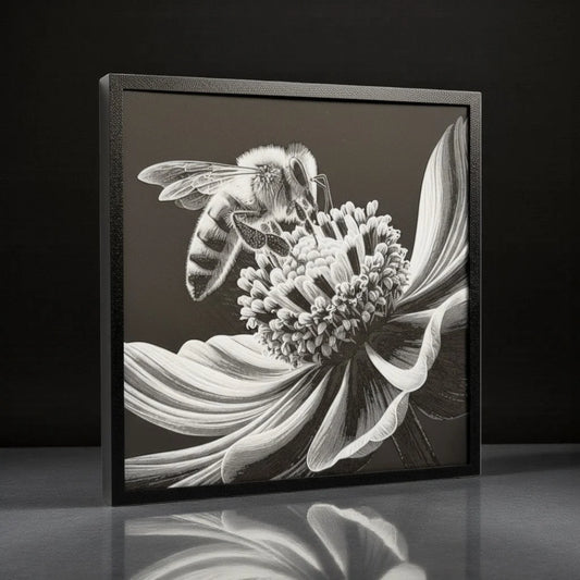Pollinating Bee Framed 3D Art Print