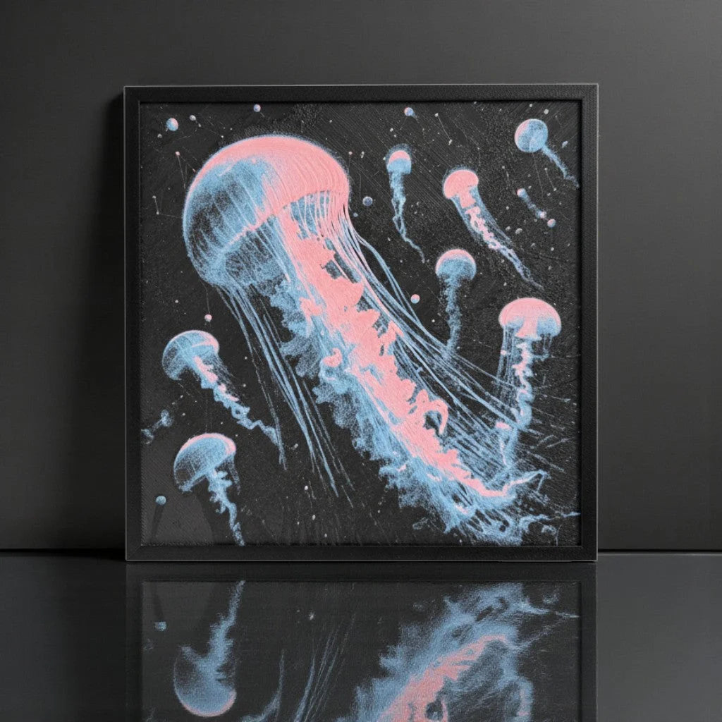 Glow in the Dark Jellyfish Framed 3D Art Print