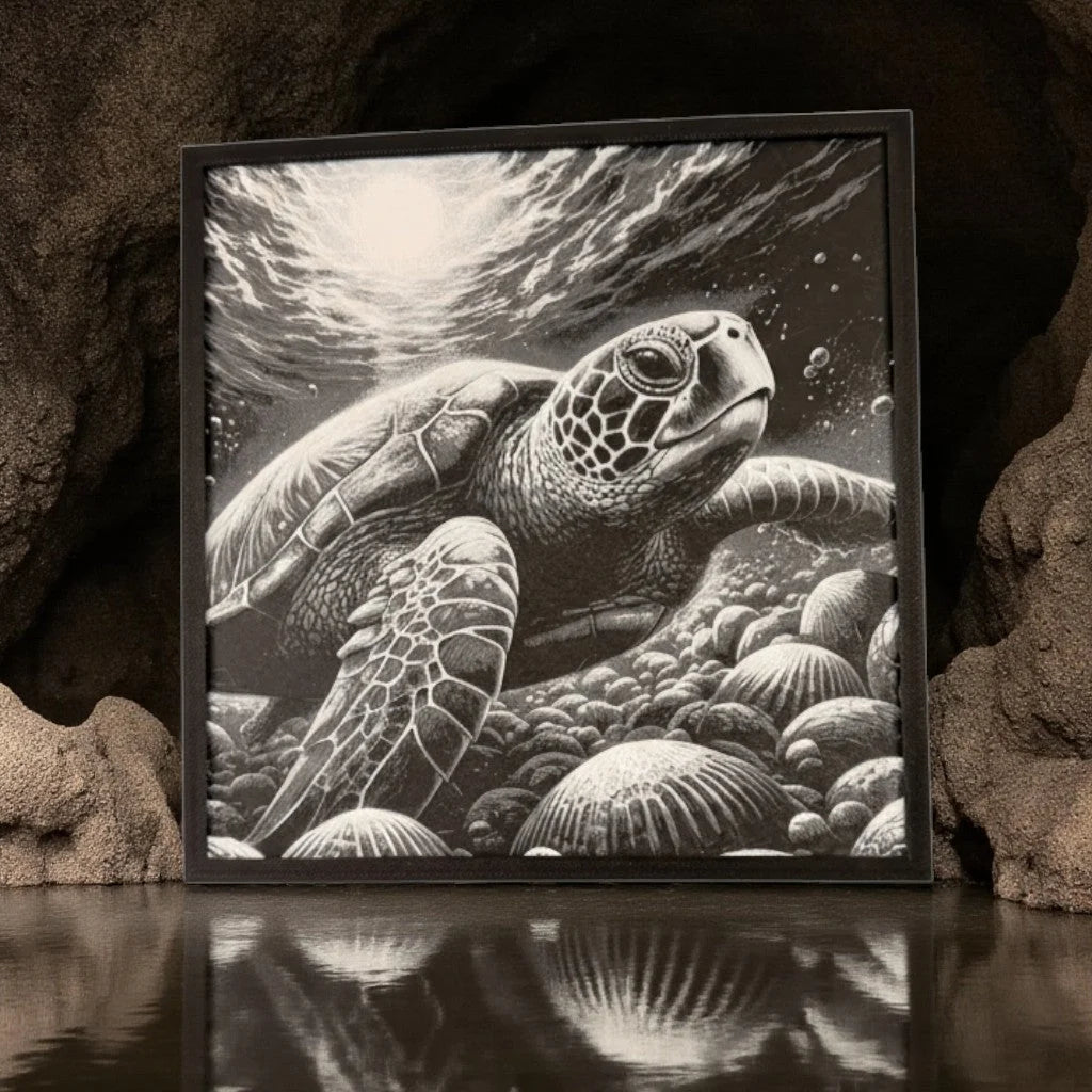 Sea Turtle Framed 3D Art Print